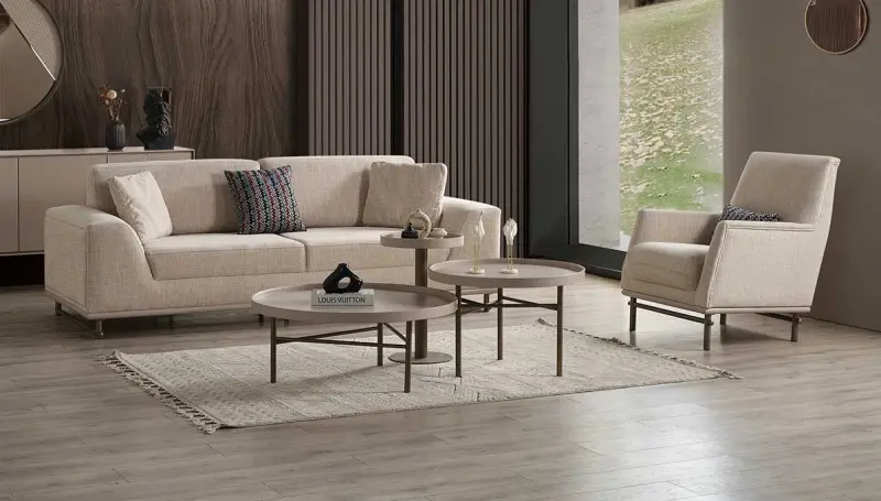 Amenno Walnut Sofa Set - 3