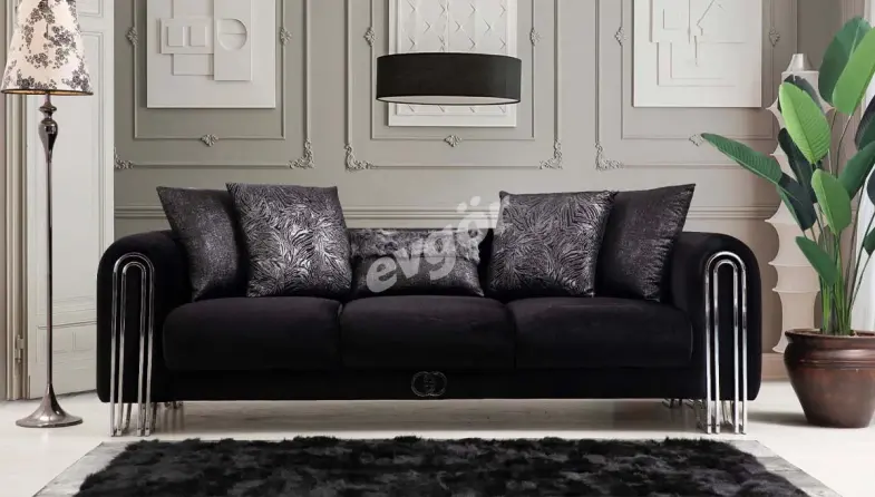 Ancela Black Sofa Set - 3