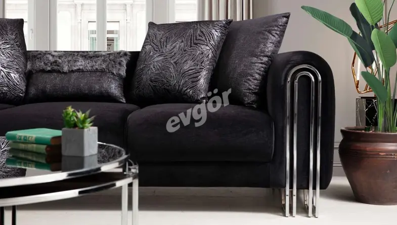 Ancela Black Sofa Set - 4