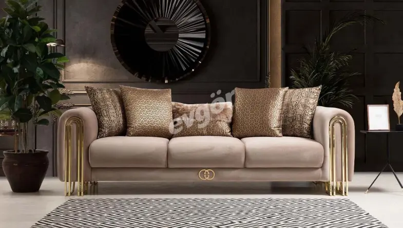 Ancela Krem Sofa Set - 4