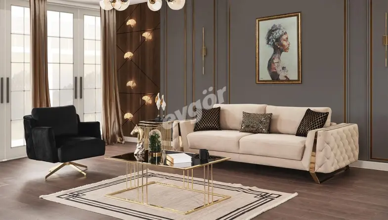 Bolian Gold Metal Sofa Set - 3