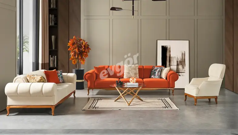 Orange sofa outlet set