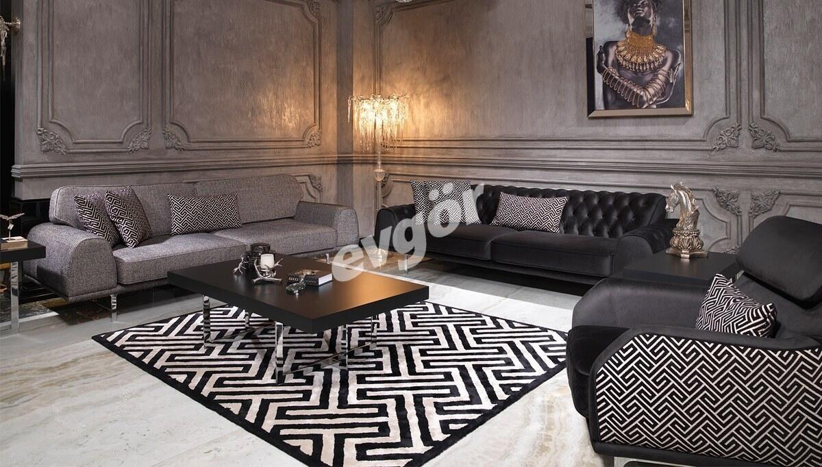 Hisar Black Metal Sofa Set - 2