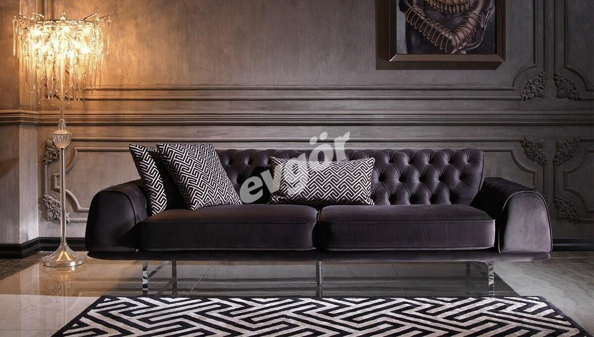 Hisar Black Metal Sofa Set - 3