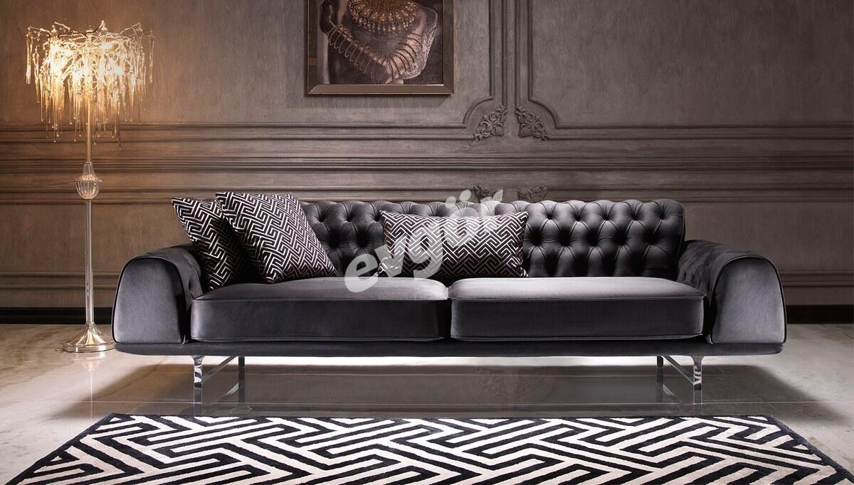 Hisar Black Metal Sofa Set - 4