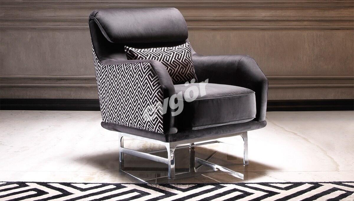 Hisar Black Metal Sofa Set - 6