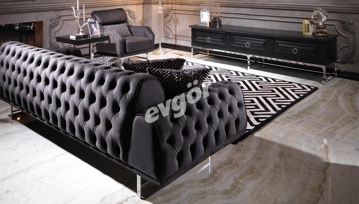 Hisar Black Metal Sofa Set - 8