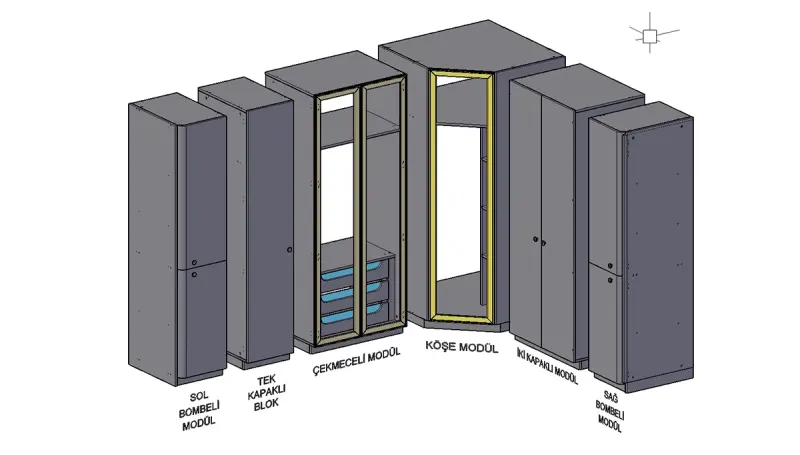 Manolya Modern Köşe Dolap - 9