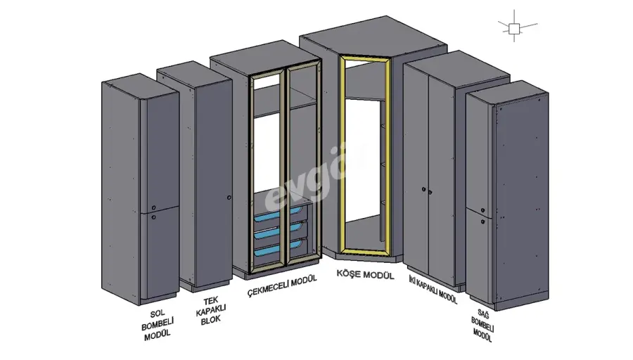 Manolya Modern Köşe Dolap - 9