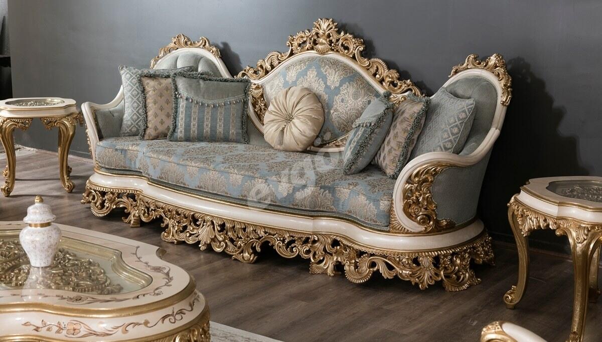 Petra Krem Varakli Sofa Set - 2