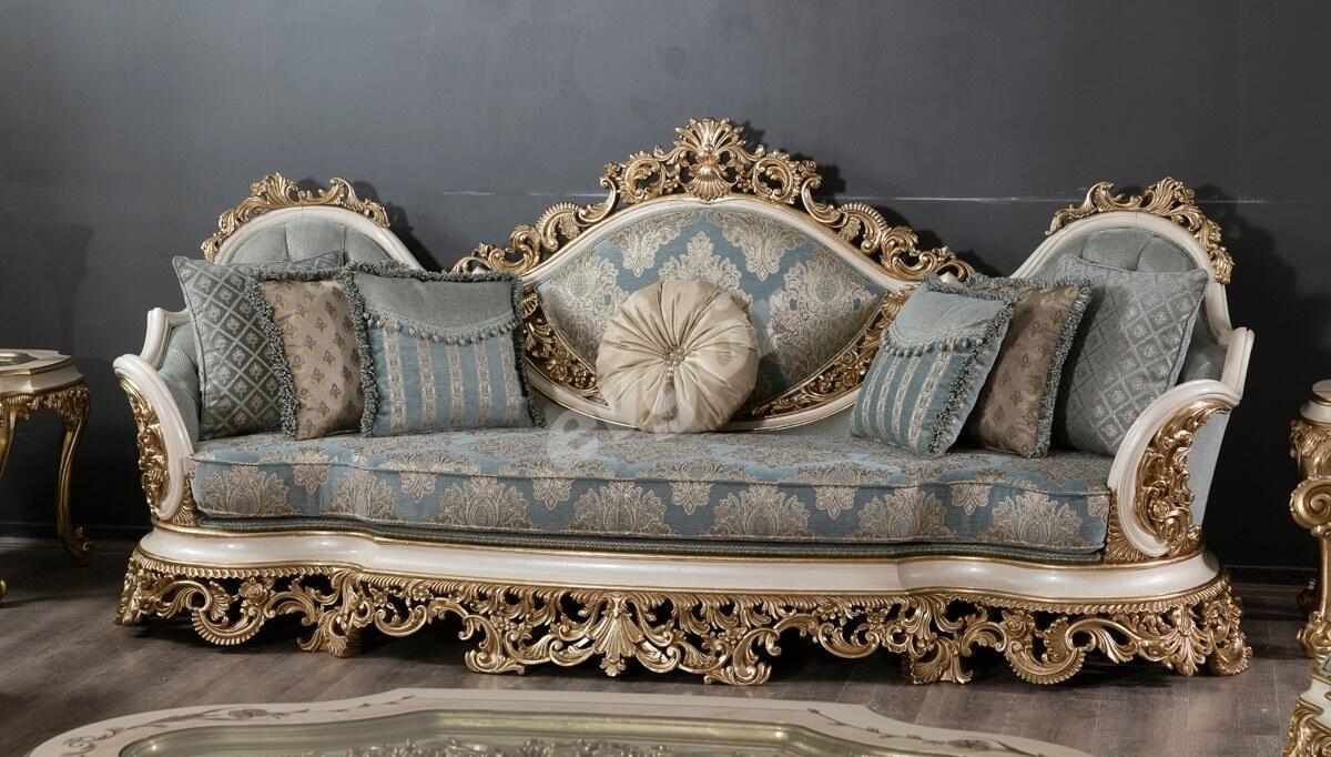 Petra Krem Varakli Sofa Set - 8