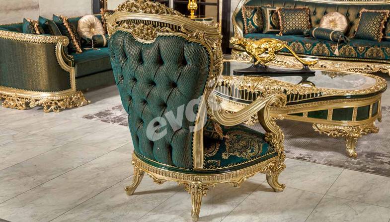 Prenses Green Classic Sofa Set - 6