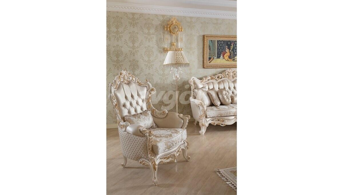 Royela Krem Classic Sofa Set - 5