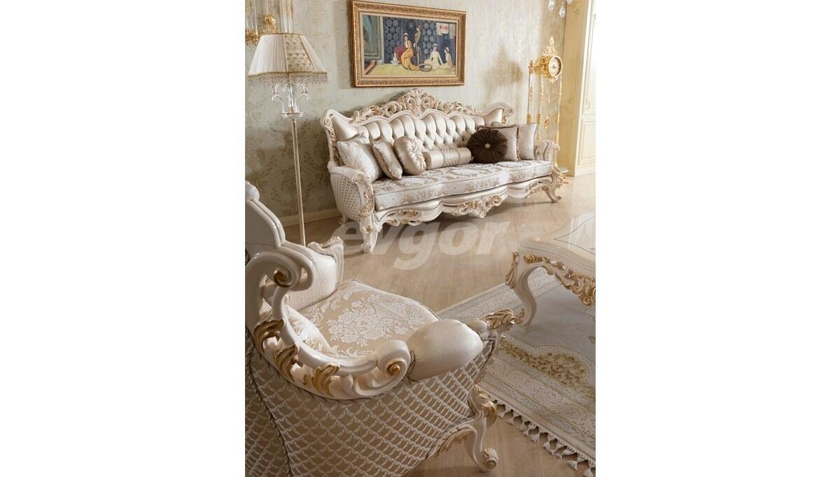 Royela Krem Classic Sofa Set - 9