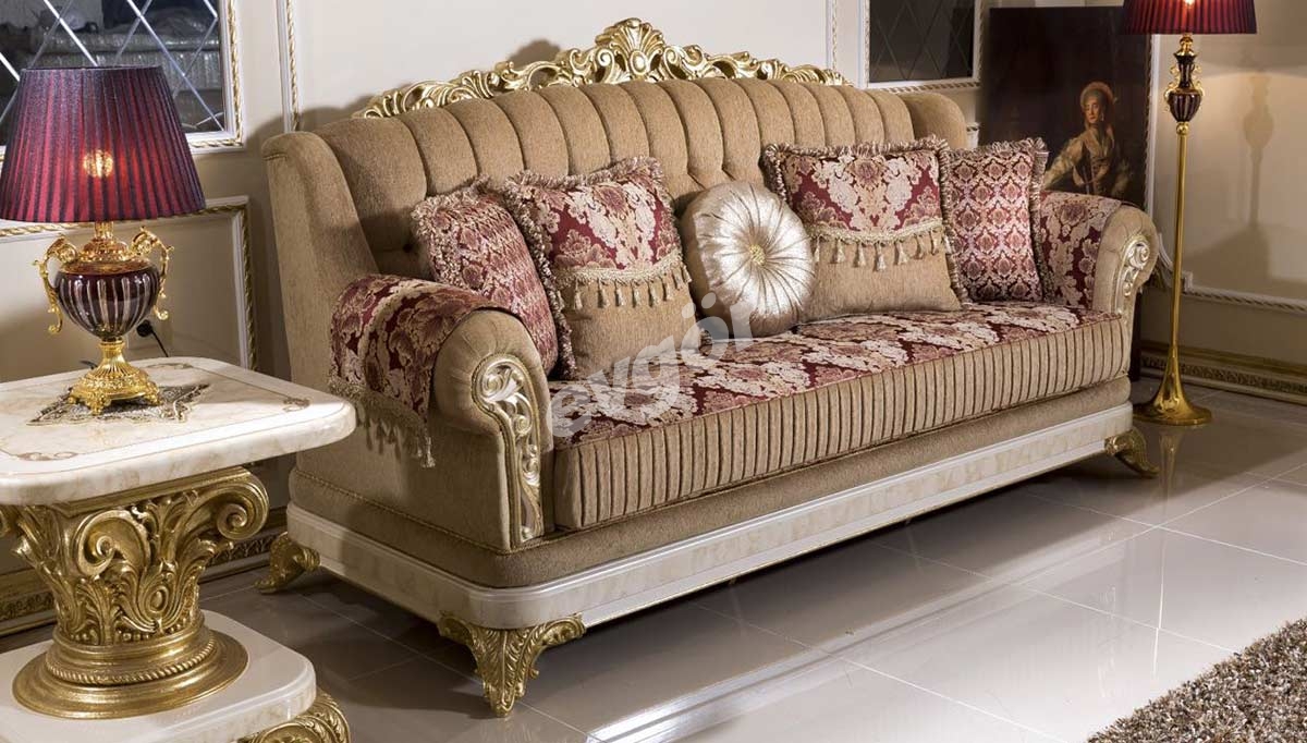 Safir Krem Sofa Set - 2