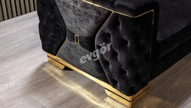 Singapur Black Krem Sofa Set - 3