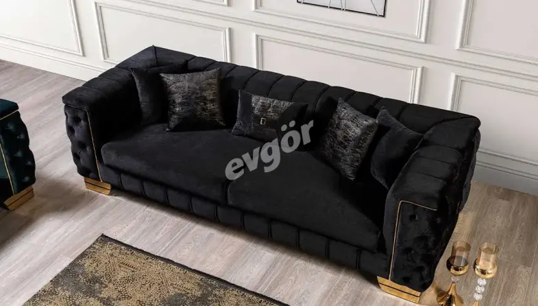 Singapur Yesil Black Sofa Set - 3