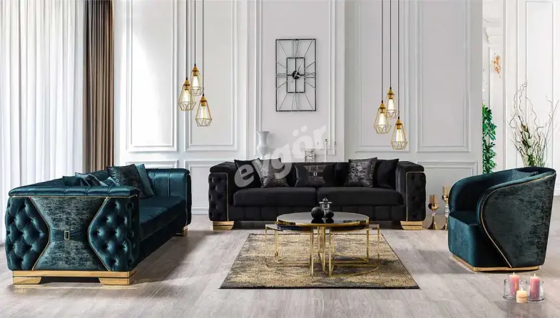 Singapur Yesil Black Sofa Set - 1