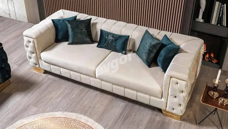 Singapur Yesil Krem Sofa Set - 5