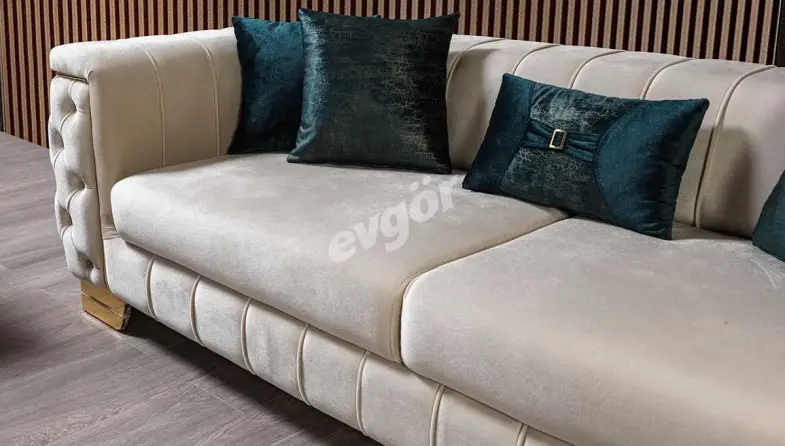 Singapur Yesil Krem Sofa Set - 6