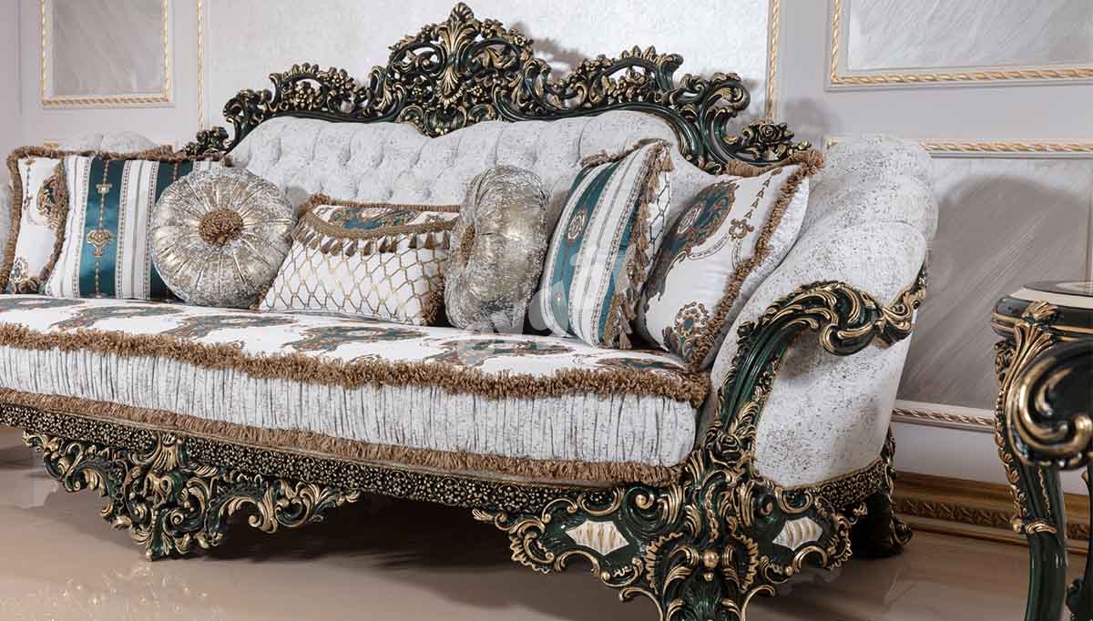 Viyola Yesil Classic Sofa Set - 3