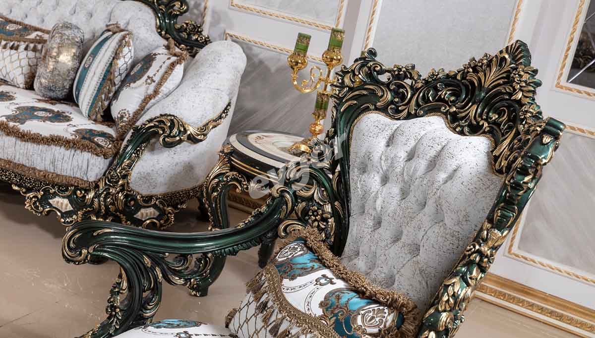 Viyola Yesil Classic Sofa Set - 7