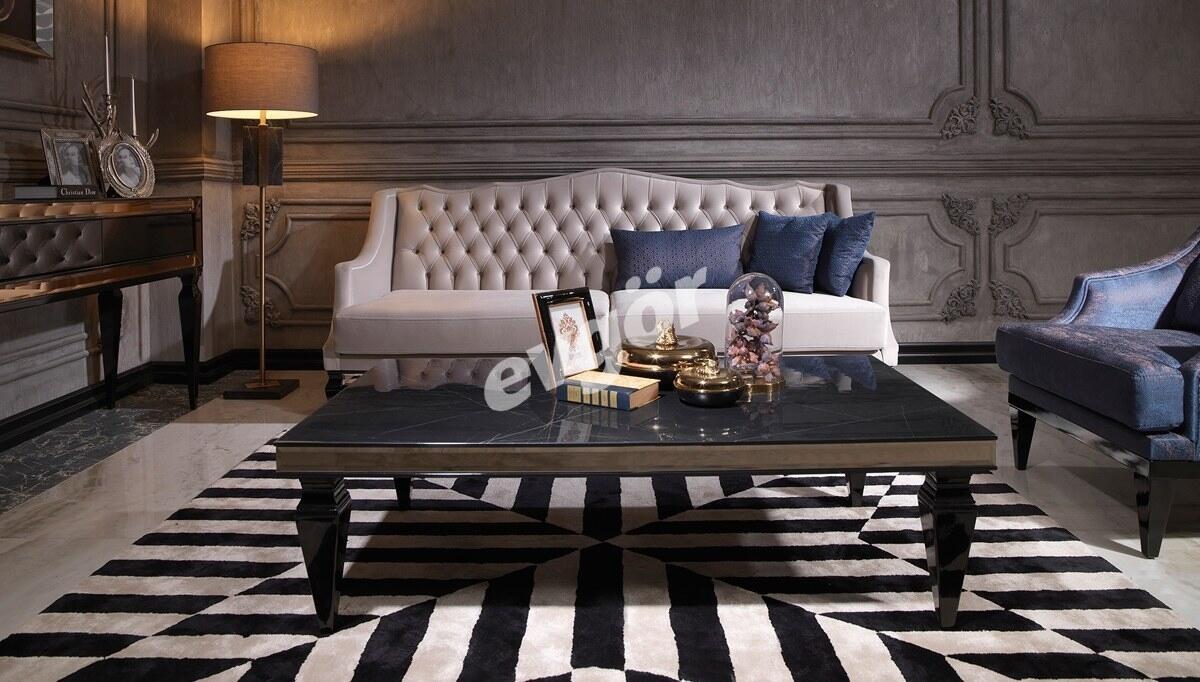 Watson Parlak Black Sofa Set - 6