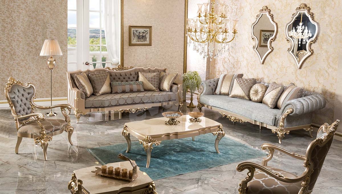 Sehrazat Lake Carved Classic Sofa Set Price - Buy | Evgor Furniture